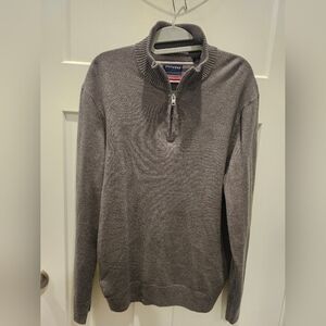 Dockers Men’s Medium Quarter-Zip Sweater Heather Brown Gray Knit Pullover